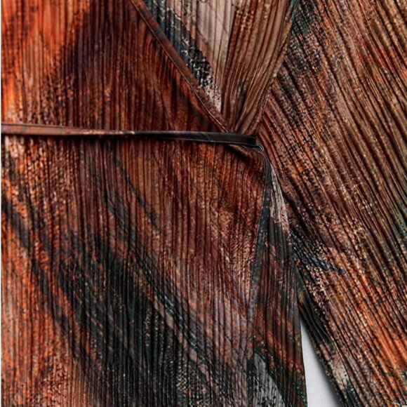 NWT Zara V-Neck Printed Pleated Self Tie Kimono Top Sz: Small - Picture 8 of 8